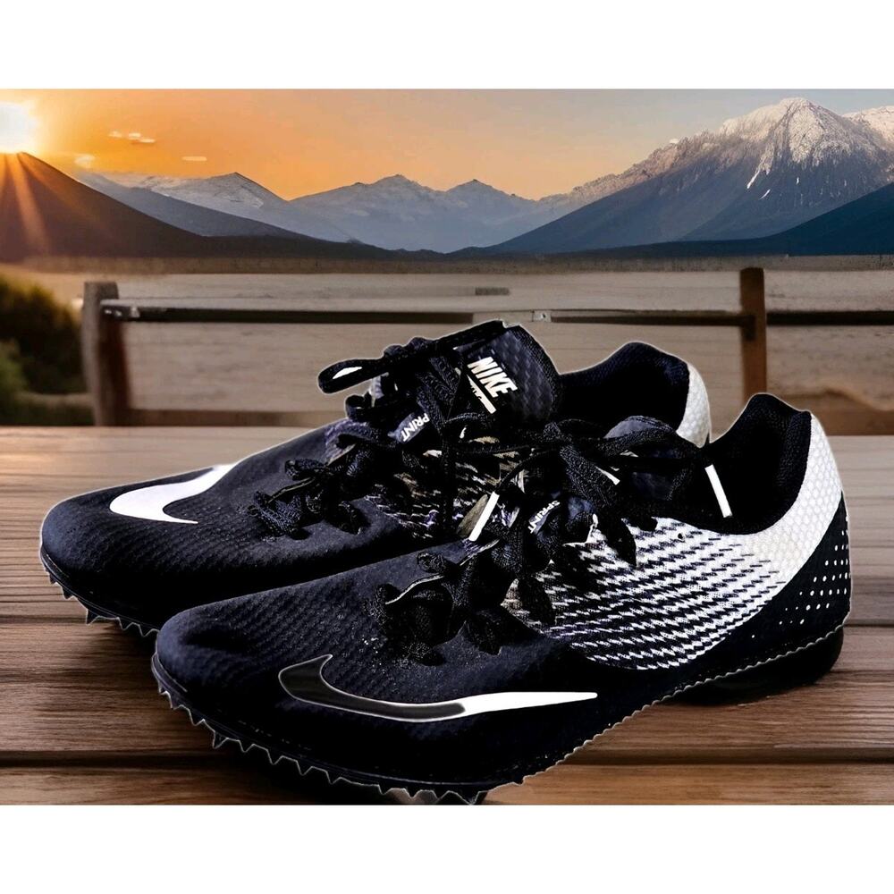 Nike Men's Rival S Sprint Running Track Shoes Black White Racing Spikes Sz 11.5
